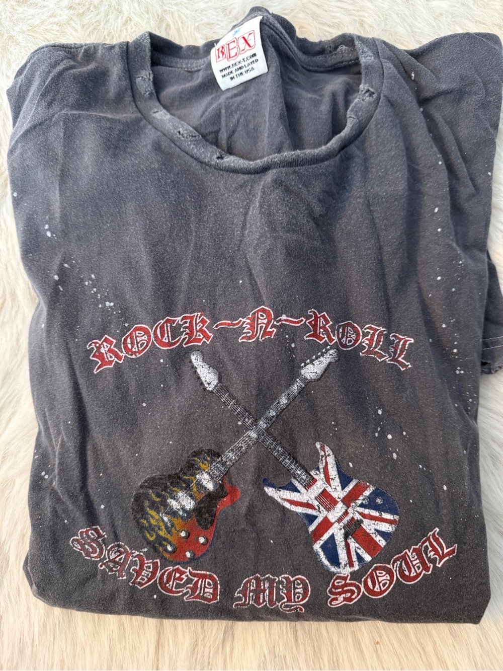 Vintage Y2K Union Jack Rock 'N' Roll Graphic Tee XL